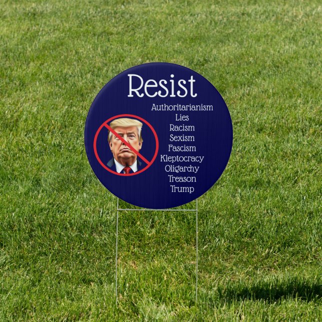 Resist Fist American Flag Democrat Anti Trump Sign (Insitu)