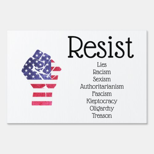 Resist Fist American Flag Democrat Anti Trump Sign