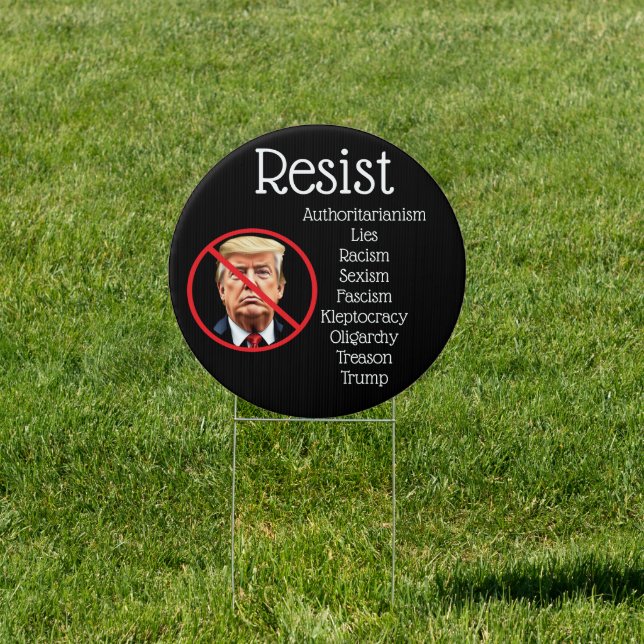 Resist Fist American Flag Democrat Anti Trump Sign (Insitu)