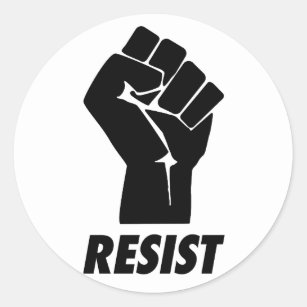 resist fist classic round sticker