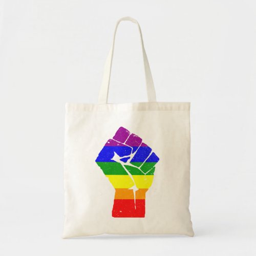 Resist Fist Hand Rainbow Flag Gay Pride BLM LGBT Tote Bag