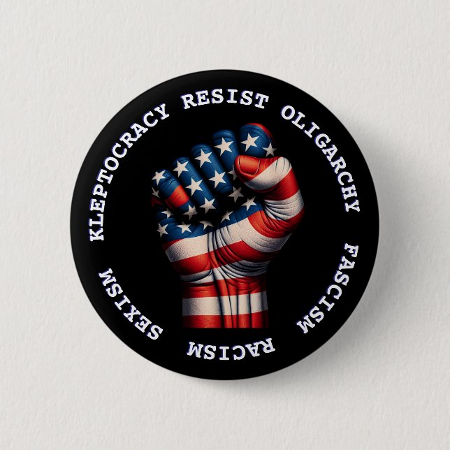 Resist Fist Political Democrat Anti Trump  Button (Front)