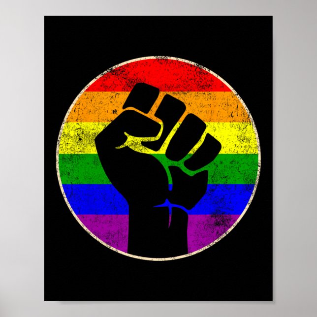 Resist Fist Rainbow Lesbian Gay Lgbt Strength Powe Poster (Front)