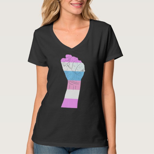 Resist Fist Transgender Flag Trans Lgbt Pride T-Shirt (Front)