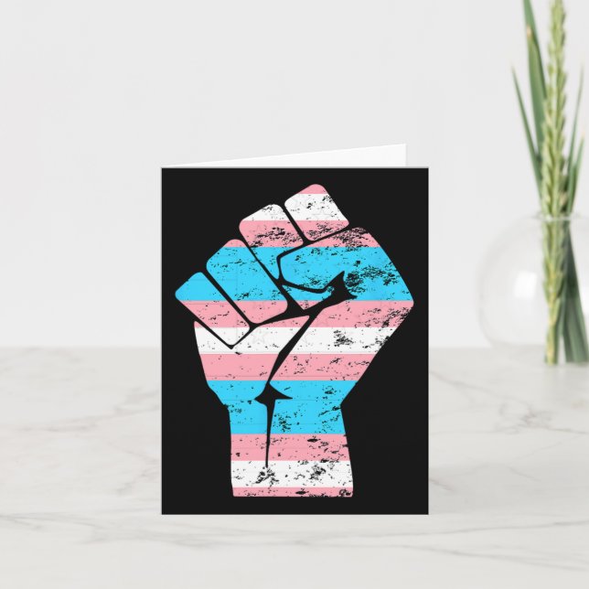 Resist Fist Transgender Flag Trans Pride  Card (Front)