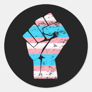 Resist Fist Transgender Flag Trans Pride  Classic Round Sticker