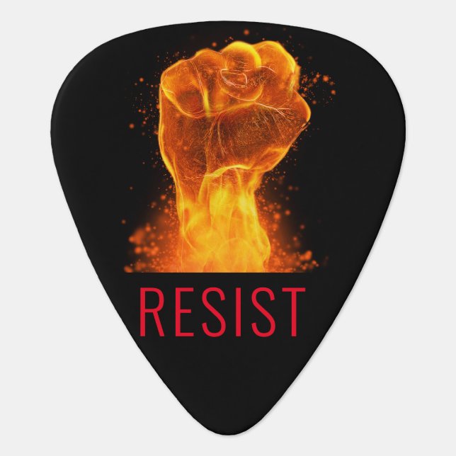 Resist Flaming Fist Customizable Guitar Pick (Front)