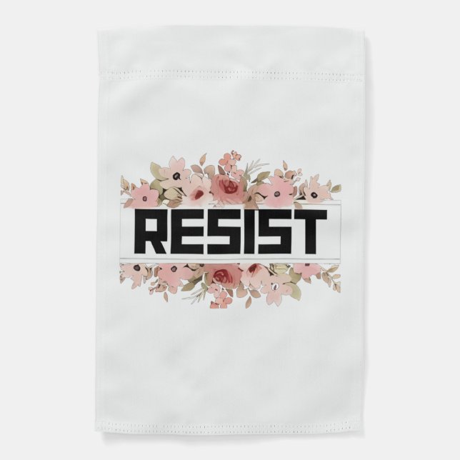 RESIST Floral Anti Trump Political Protest Garden Flag (Front)