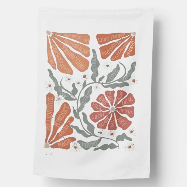 RESIST Floral Anti Trump Political Protest House Flag (Front)
