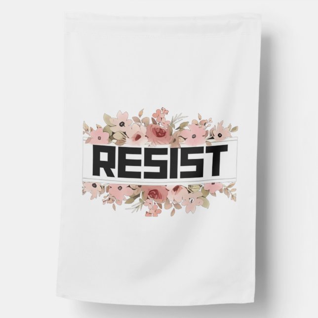 RESIST Floral Anti Trump Political Protest House Flag (Front)