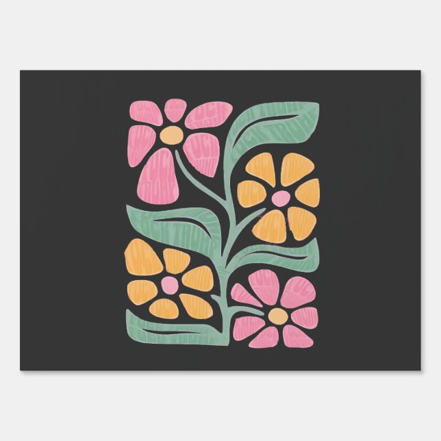 RESIST Floral Anti Trump Political Protest  Sign (Front)
