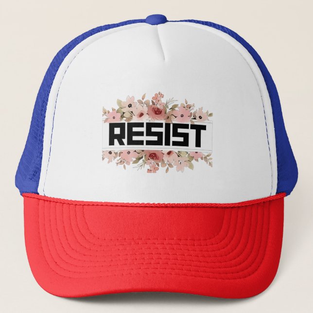 RESIST Floral Anti Trump Political Protest Trucker Hat (Front)