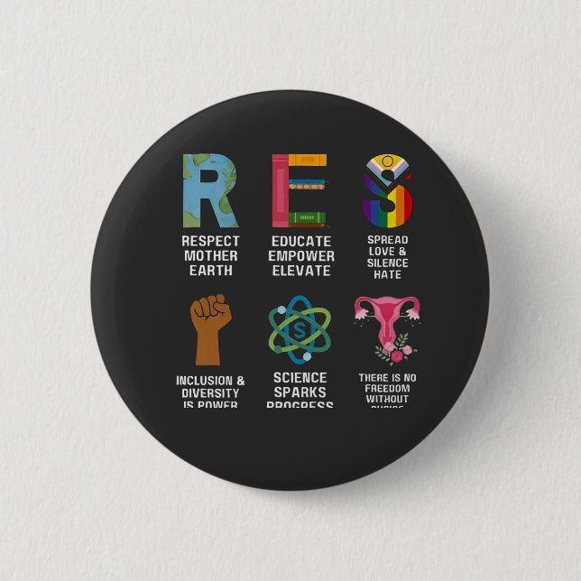 Resist Floral LGBTQ Rights Trans Equality  Button (Front)