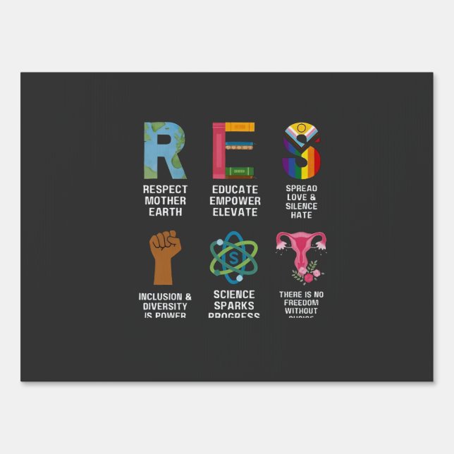 Resist Floral LGBTQ Rights Trans Equality  Sign (Front)