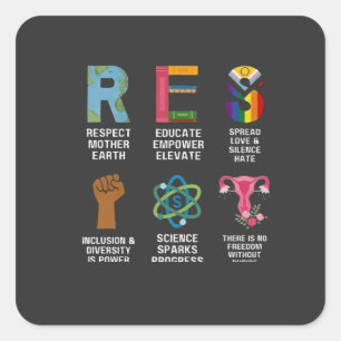Resist Floral LGBTQ Rights Trans Equality Square Sticker
