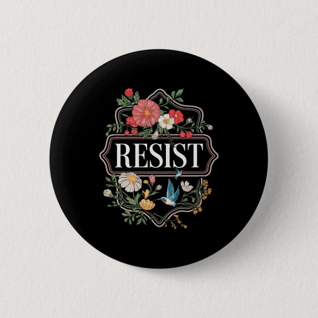 Resist Floral Protest Trump Anti Trump Premium _5  Button (Front)