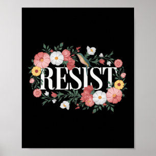 Resist Floral Protest Trump Anti Trump Premium  Poster