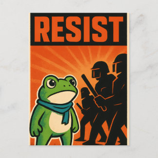 resist frog, frog resistance, portland frog postcard