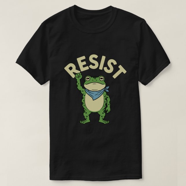 Resist Frog Illustration T-Shirt, Cute Protest Fro T-Shirt (Design Front)