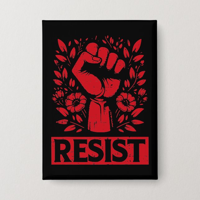 Resist Hand in Red Button (Front)