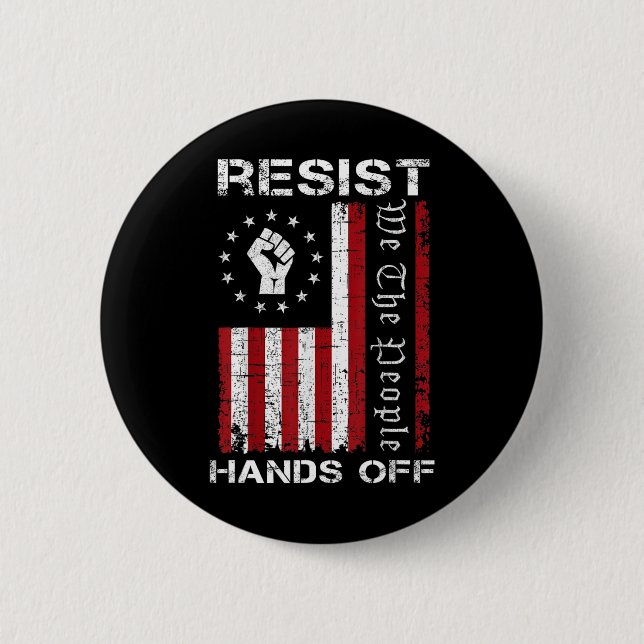 Resist Hands Off Protest Social Security Medicare  Button (Front)