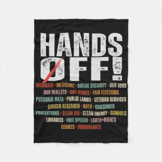 Resist Hands Off Protest Vintage We The People Ame Fleece Blanket