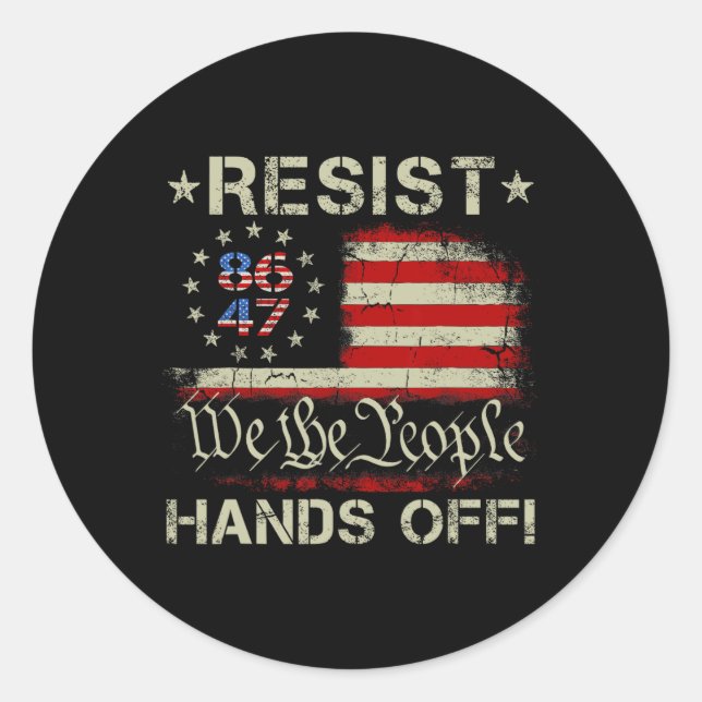 Resist Hands Off Social Security Medicare Medicaid Classic Round Sticker (Front)