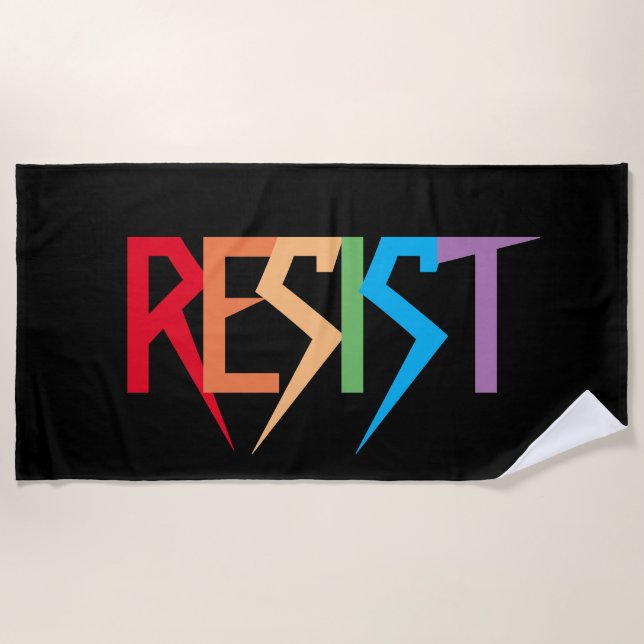 Resist in Rainbow Colors Beach Towel (Front)