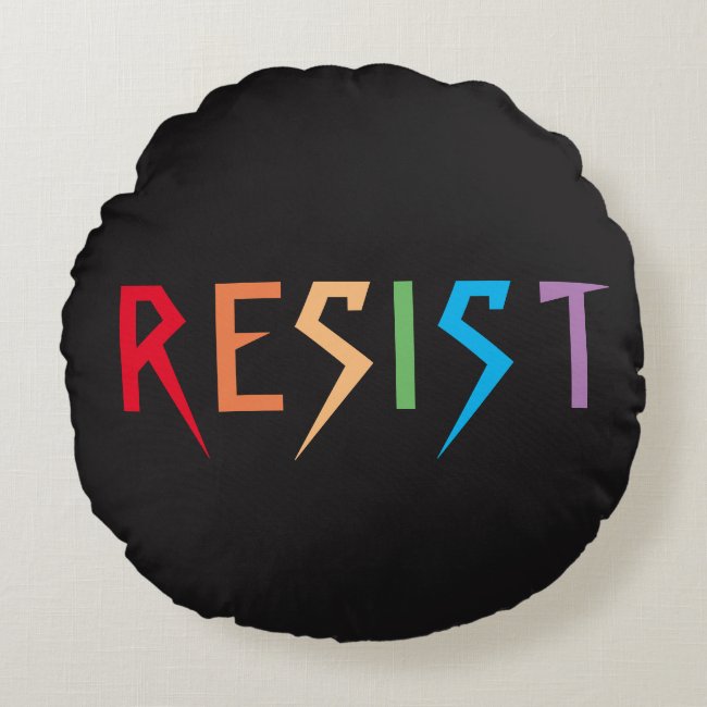 Resist in Rainbow Colors Round Pillow