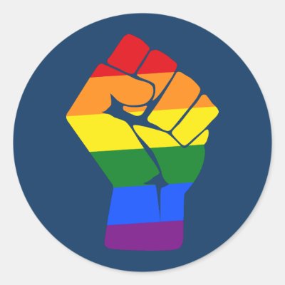#Resist LGBT Rainbow Raised Fist Protest Classic Round Sticker