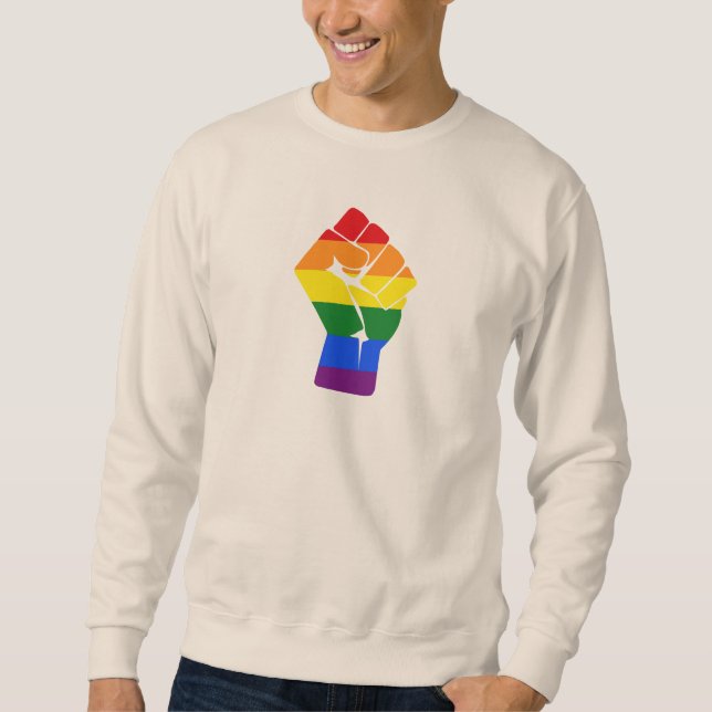 #Resist LGBT Rainbow Raised Fist Protest Sweatshirt (Front)