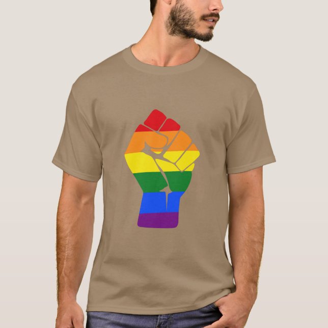 #Resist LGBT Rainbow Raised Fist Protest T-Shirt (Front)