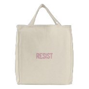 Resist Light Pink White Modern Elegant Embroidered Tote Bag at Zazzle