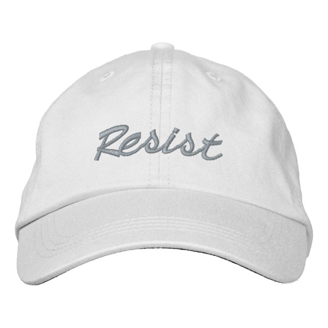 Resist light pink white script cute embroidered baseball cap (Front)