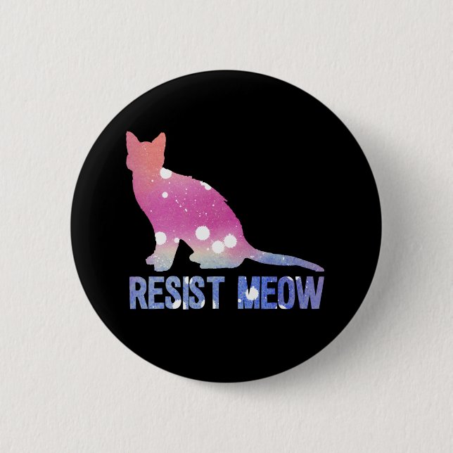 Resist meow feminist cat pinback button (Front)