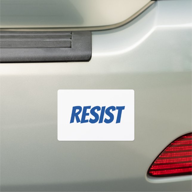 Resist modern typography blue and white car magnet (In Situ)