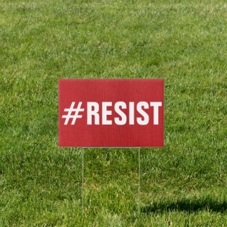 #Resist on red linen photo single-sided Political Sign