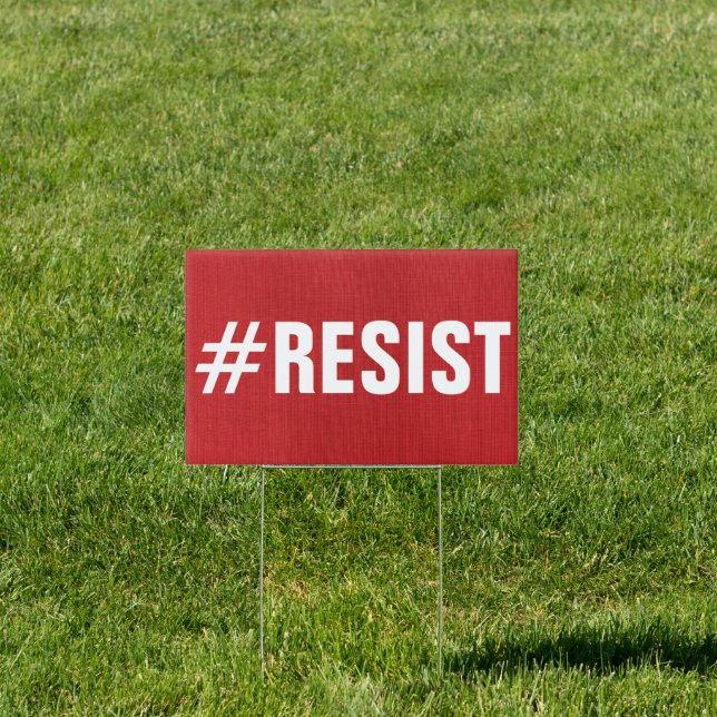 #Resist on red linen photo single-sided Political Sign (Insitu)