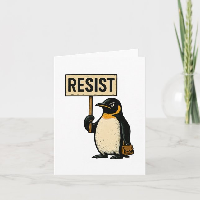 Resist Penguin Activism Graphic Design 2  Card (Front)