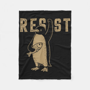 Resist Penguin Activism Graphic Design 7  Fleece Blanket