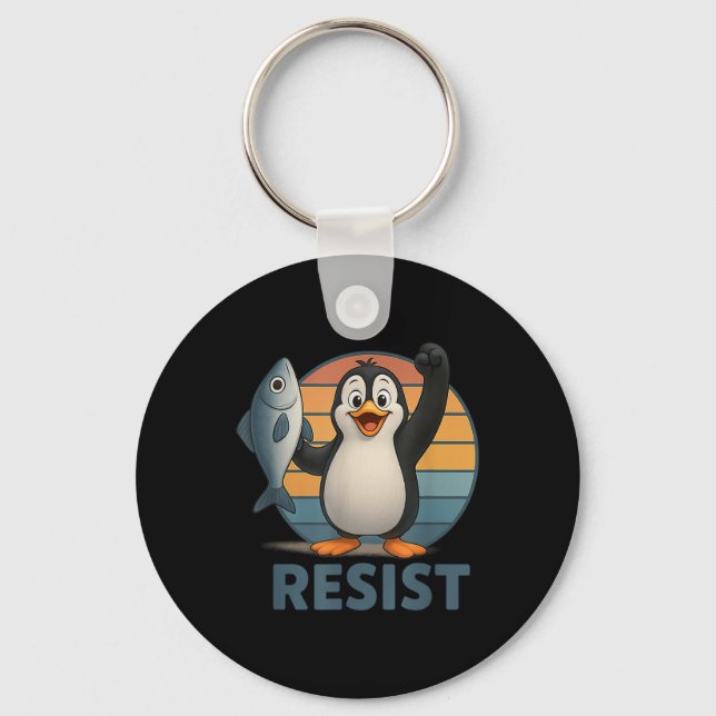 Resist Penguin Activism Penguins Protest Against T Keychain (Front)