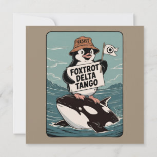 Resist Penguin Activism Vintage Protest Invitation