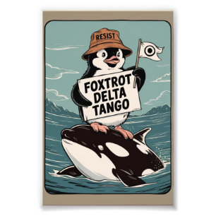 Resist Penguin Activism Vintage Protest  Photo Print
