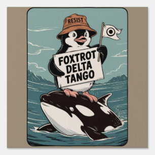 Resist Penguin Activism Vintage Protest Sign