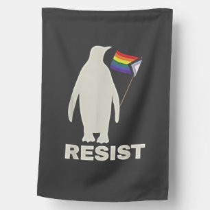 Resist Penguin Against Tariffs LGBT Anti Trump House Flag