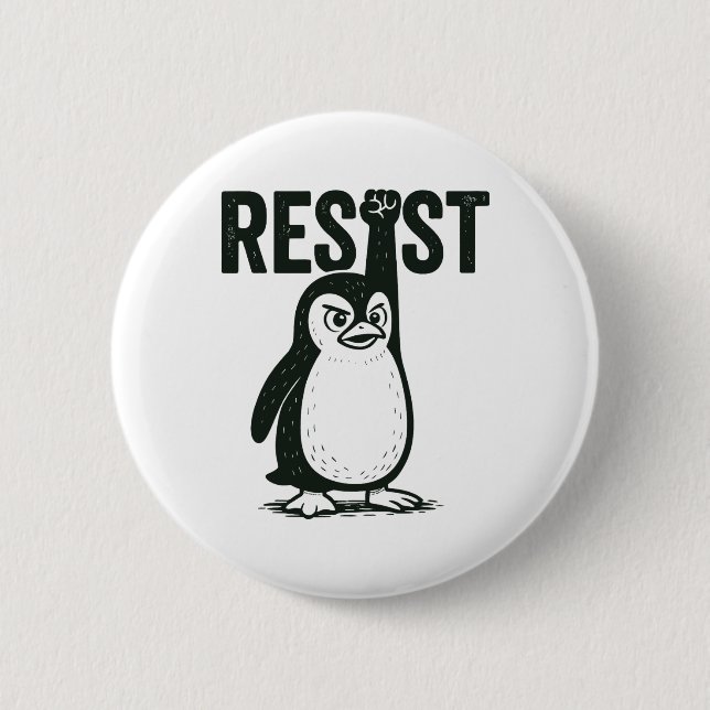 Resist Penguin  Button (Front)