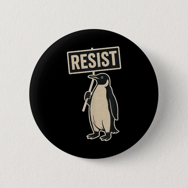 Resist Penguin Protest Against Tariffs Funny Graph Button (Front)