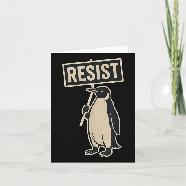 Resist Penguin Protest Against Tariffs Funny Graph Card (Front)