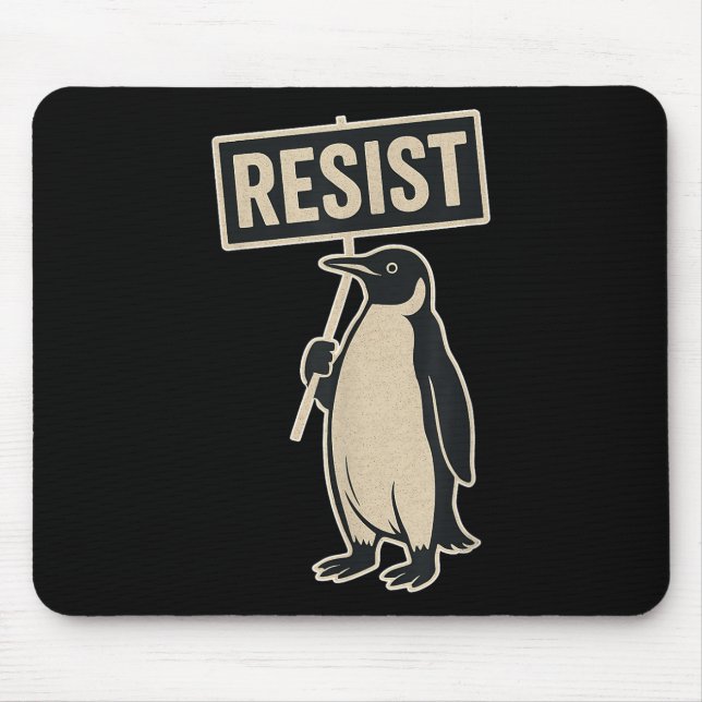 Resist Penguin Protest Against Tariffs Funny Graph Mouse Pad (Front)