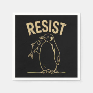 Resist Penguins Activism Protest Vintage Napkins